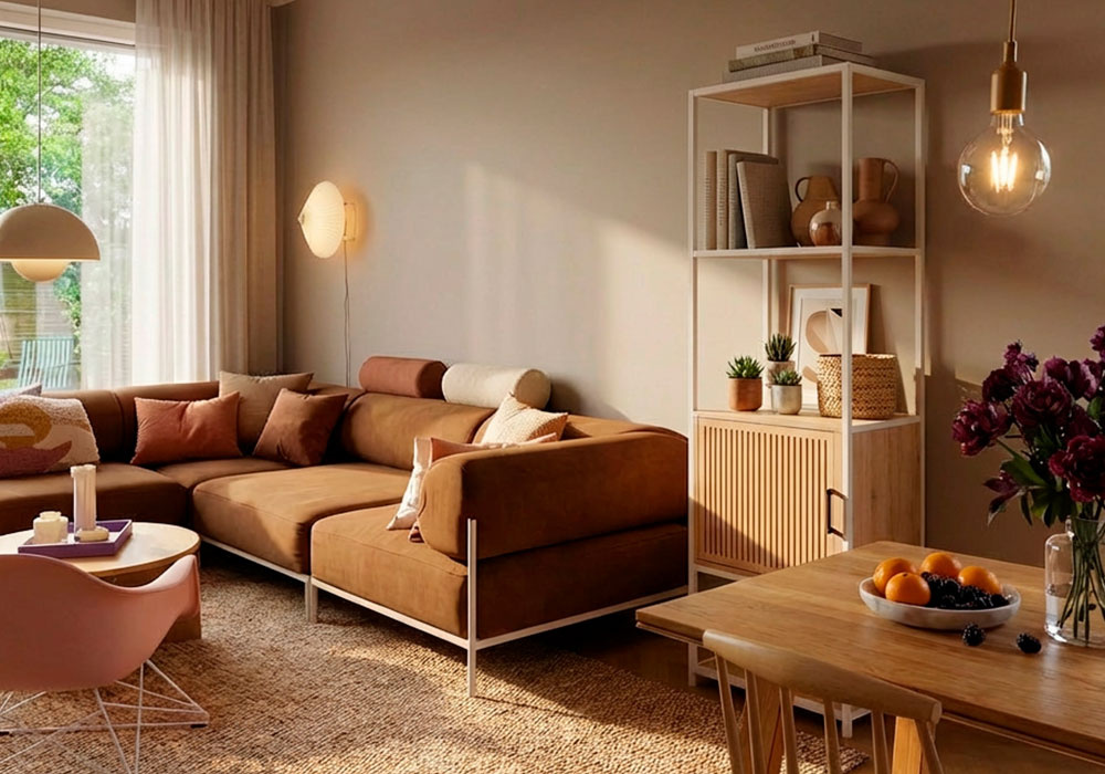 Estantería con 3 huecos y puerta REMIX ambiente