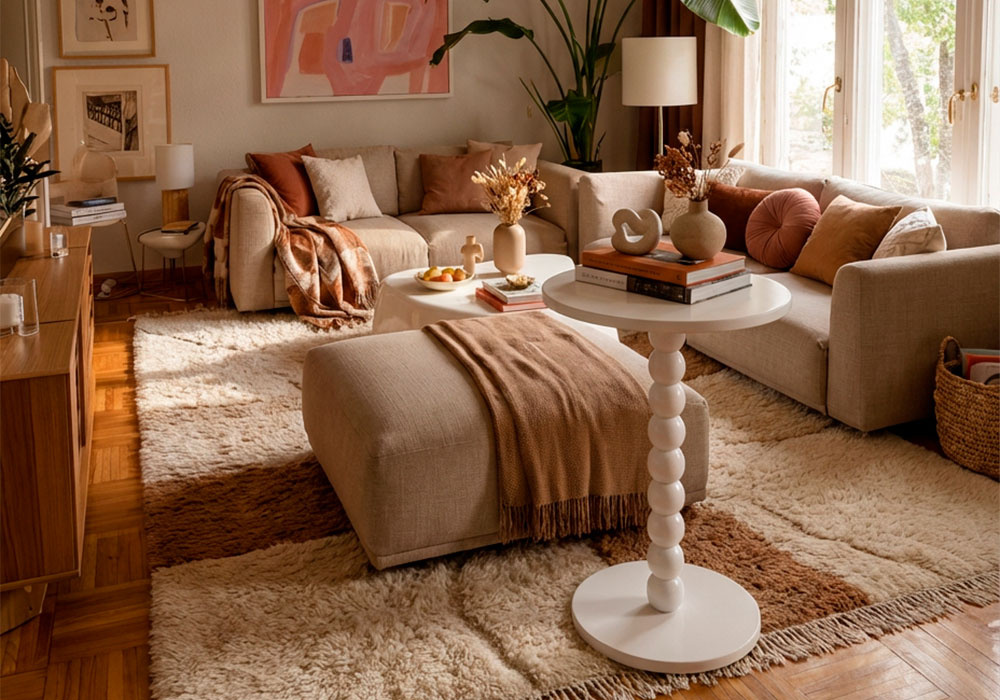 Mesa auxiliar madera alto 50 cm NOVA blanco ambiente