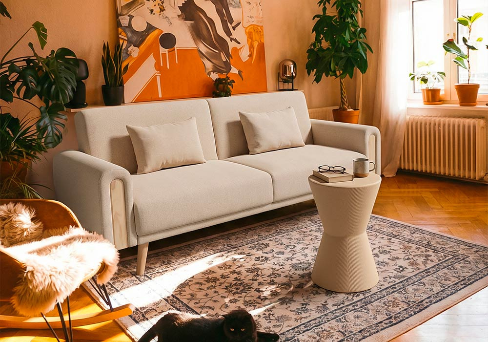 Mesa auxiliar metálica cor areia JALEO