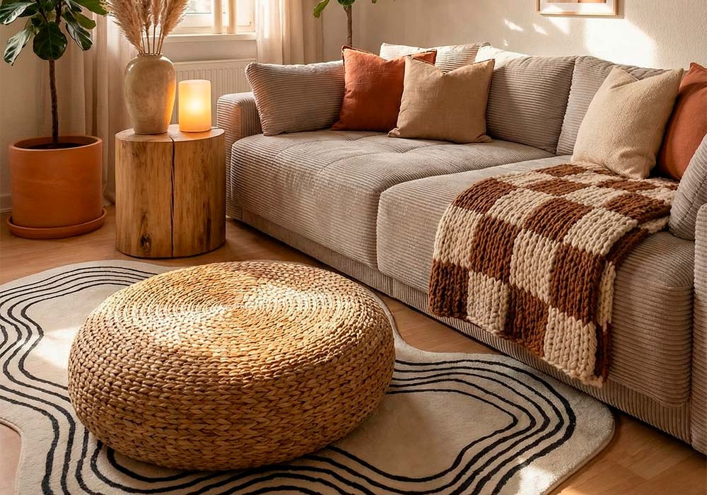 Puff de suelo redondo de seagrass OPAL ambiente