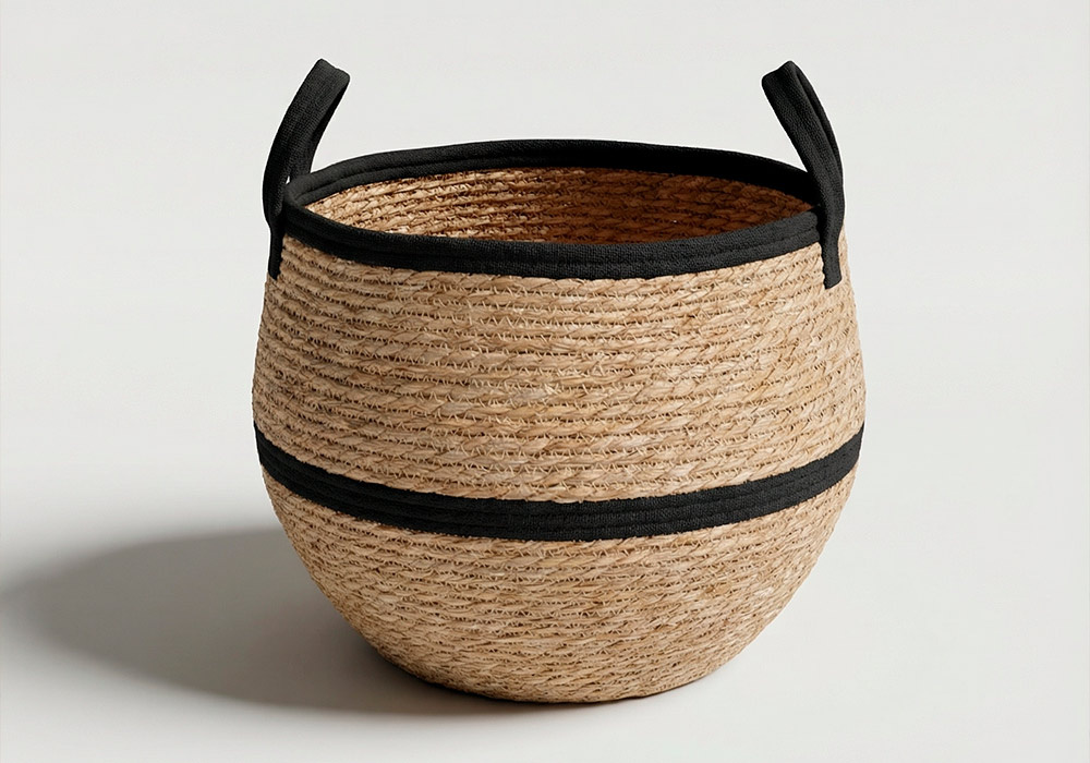 Cesta algodón con asas NÓMADA grande frente