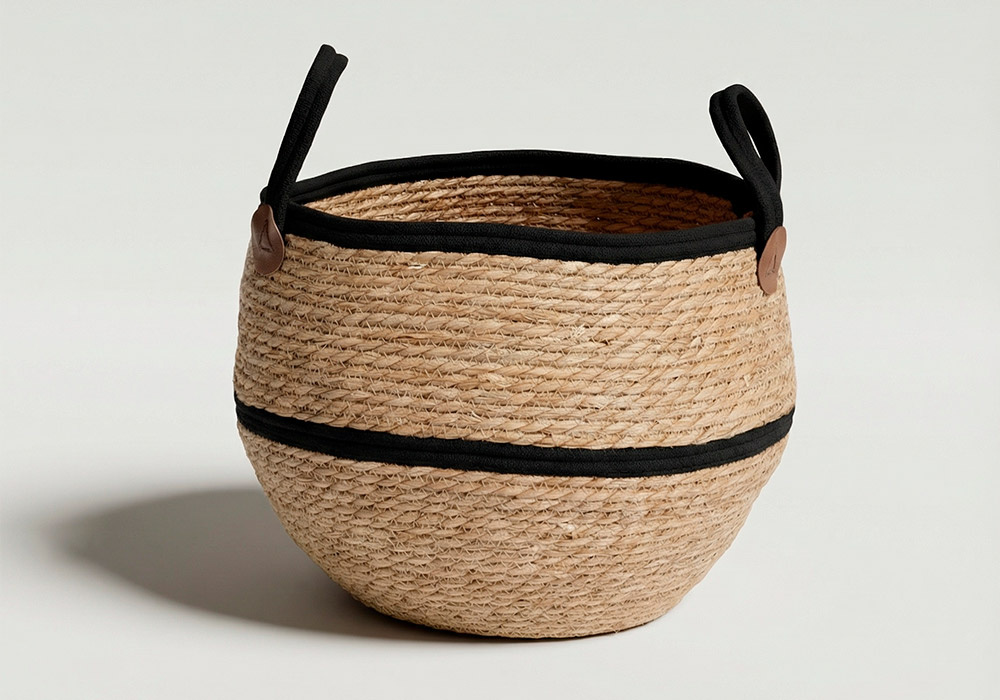 Cesta algodón con asas NÓMADA grande lateral