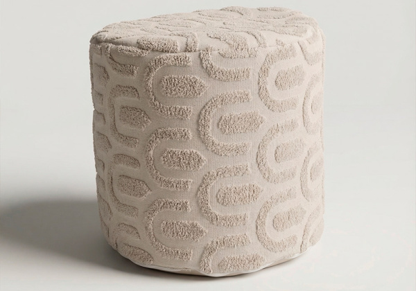 Puff redondo tapizado blanco ICONIC detalle puff