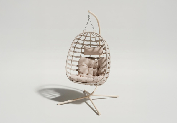 Sillón colgante para exterior ISLA Beige Lateral