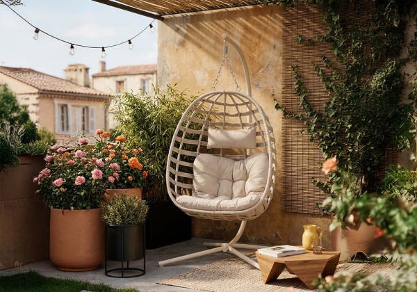 Sillón colgante para exterior ISLA Beige Ambiente