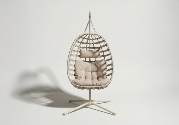 Sillón colgante para exterior ISLA Beige Frontal