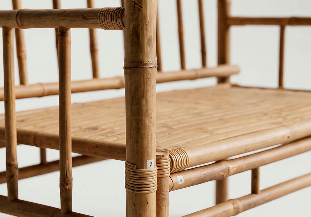 Banco con pérgola de bambú SOLARA Detalle