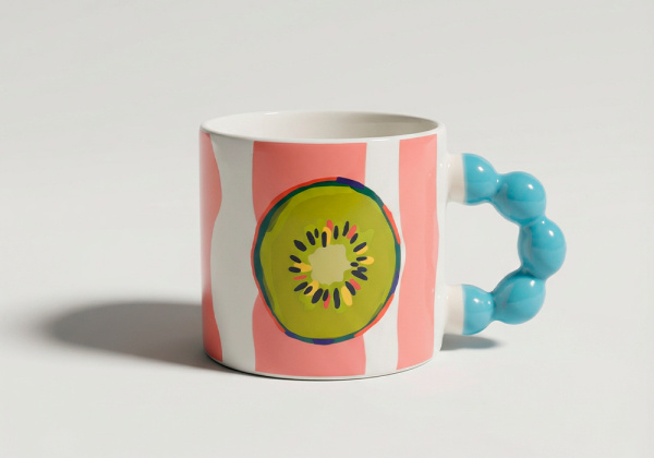 Taza de porcelana asa burbujas CABRIO azul