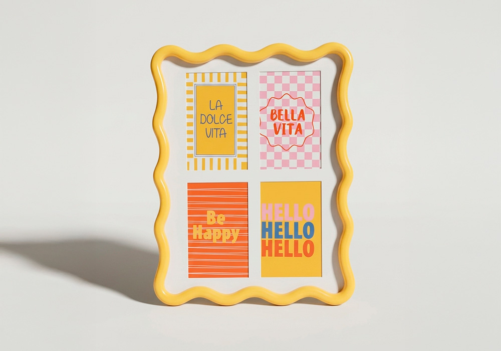 Marco rectangular ondulado MANGO amarillo frente