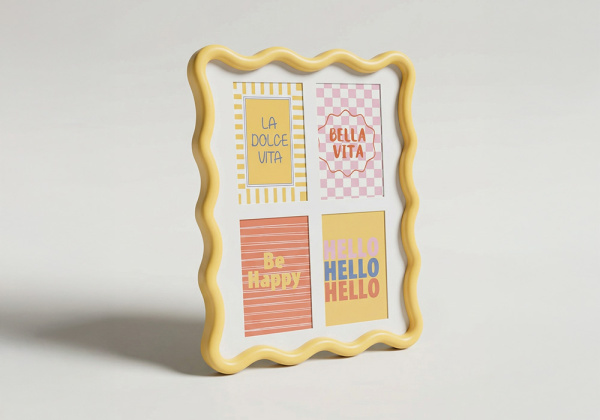 Marco rectangular ondulado MANGO amarillo lado