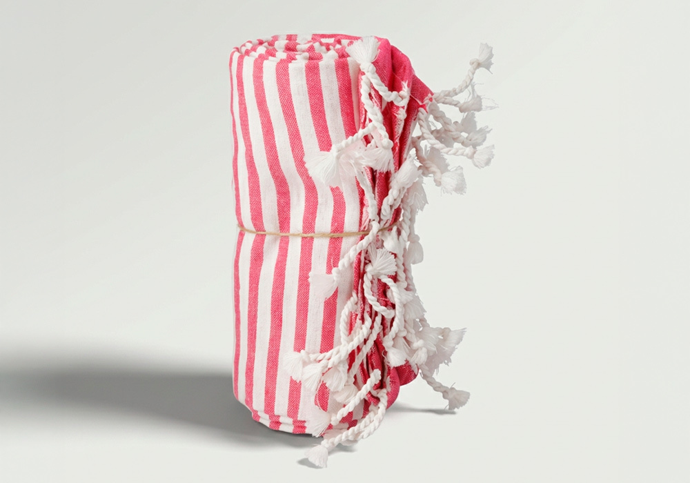 Toalla Hammam CABANA rosa enrollada