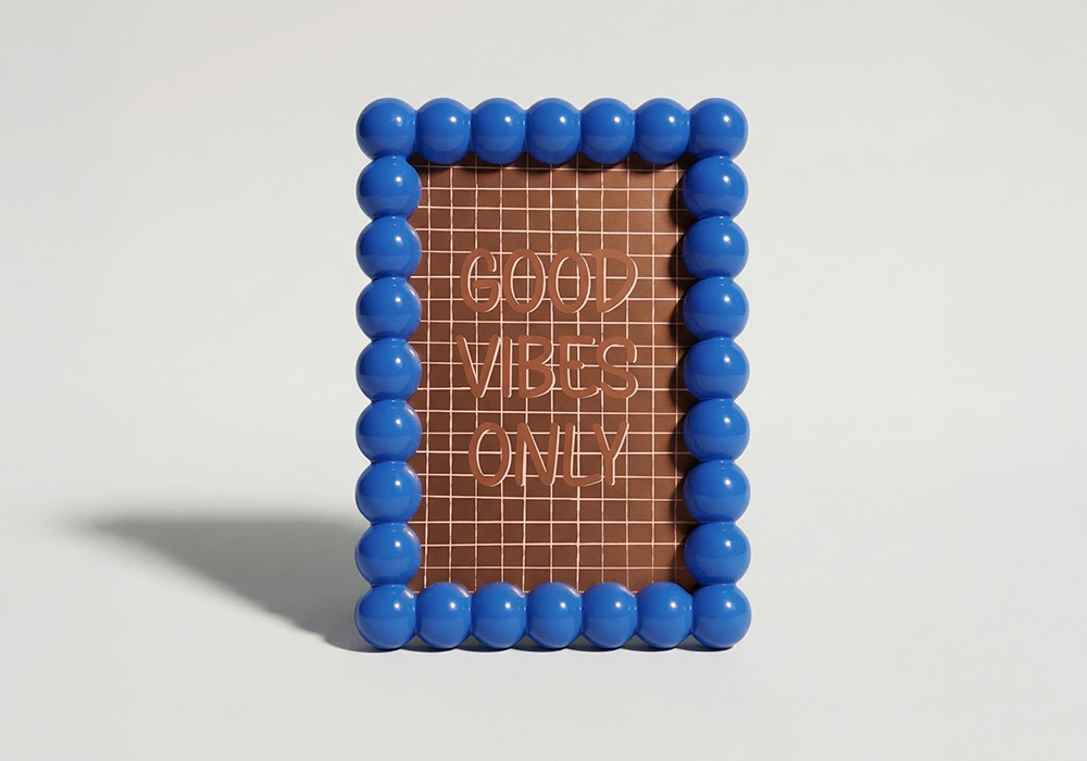 Marco rectangular burbujas AMBER azul frente