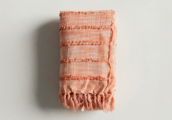 Manta con rayas y flecos BORA-principal rosa