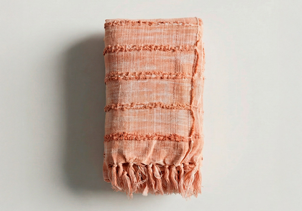 Manta con rayas y flecos BORA-principal rosa