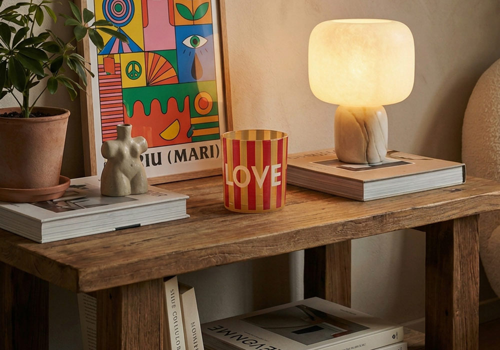 Porta-velas às riscas WALLY