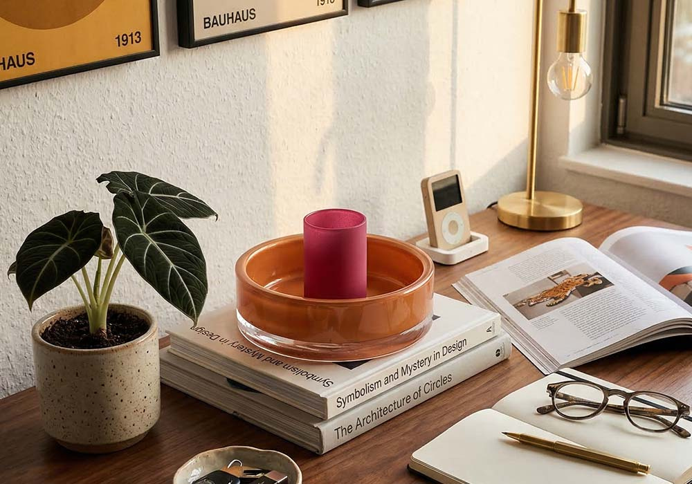 Castiçal de vidro redondo KIWI