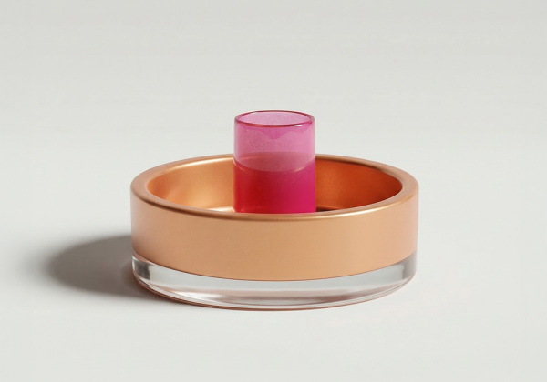 Portavela cristal redondo KIWI Naranja/Rosa Frente