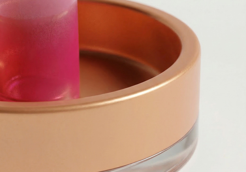 Portavela cristal redondo KIWI Naranja/Rosa Detalle