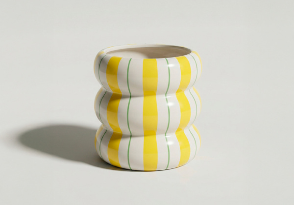 Macetero a rayas IVORY Amarillo Frente
