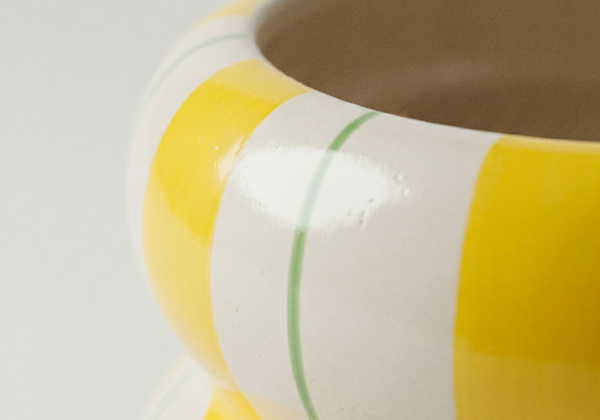Macetero a rayas IVORY Amarillo Detalle