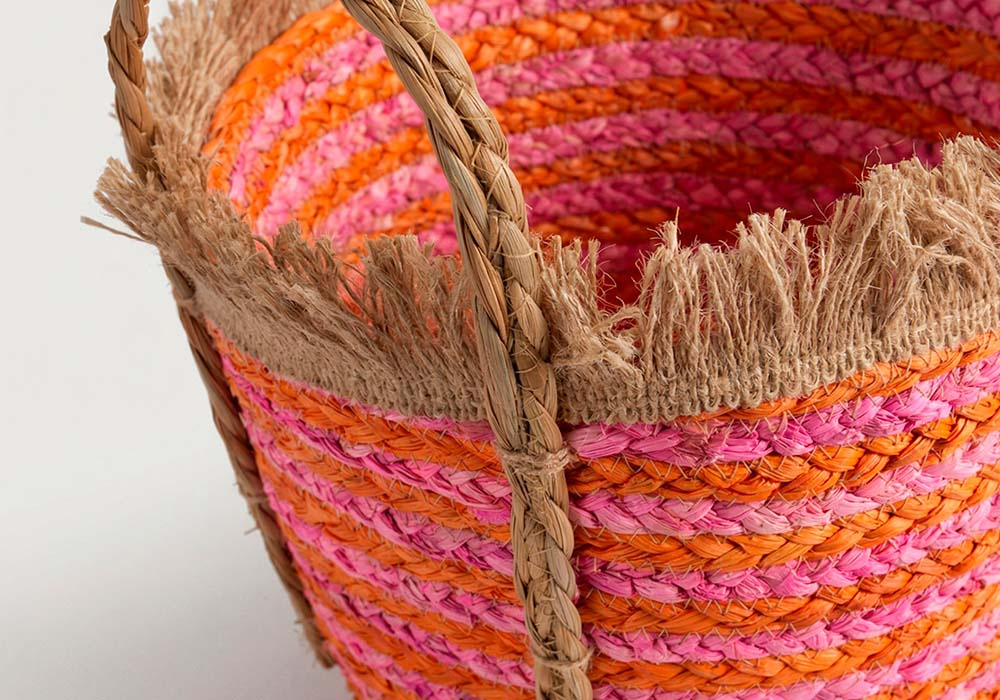 Cesta redonda de fibras naturales BIARRITZ detalle