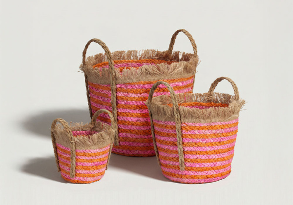 Cesta redonda de fibras naturales BIARRITZ