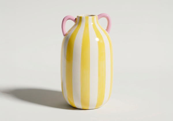 Vaso listrado com alças de riviera