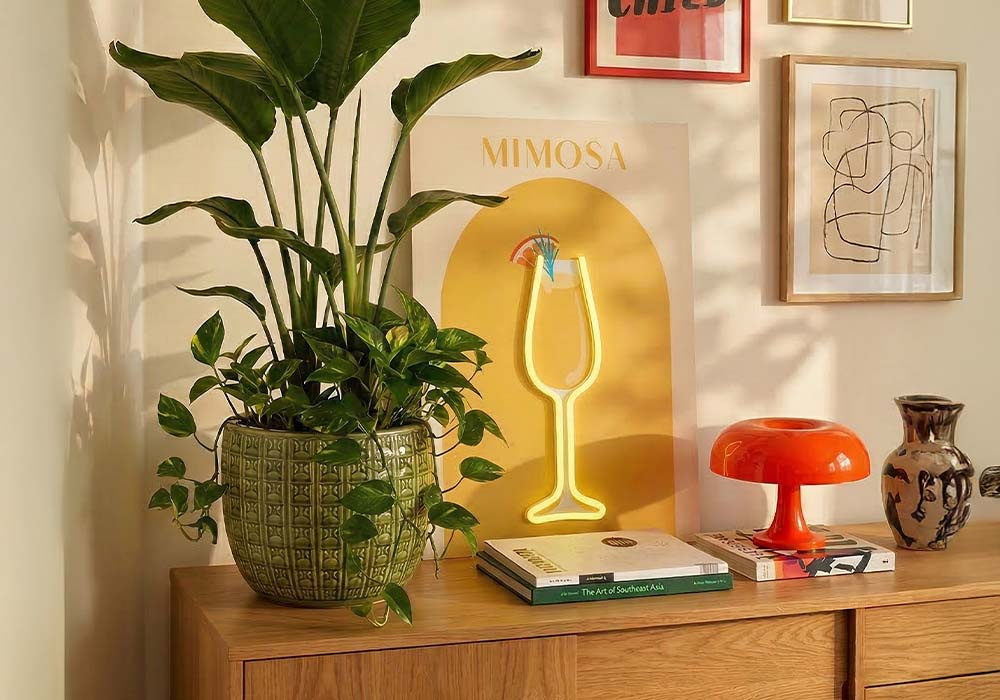 Cuadro decorativo con neón ICONIC Mimosa Ambiente