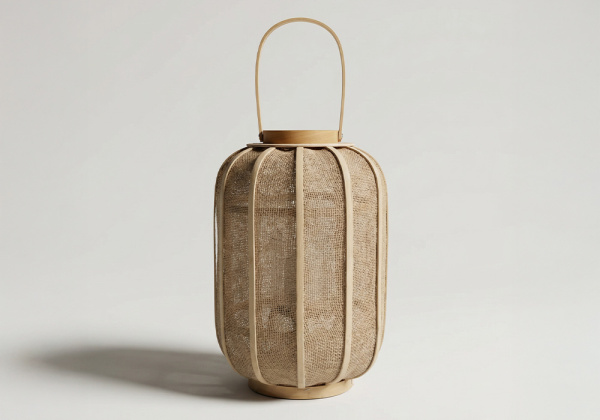 Farol de ratán con asa TOPAZ frente