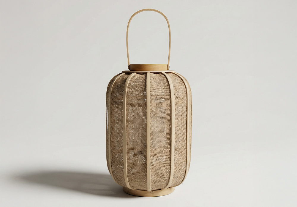 Farol de ratán con asa TOPAZ frente