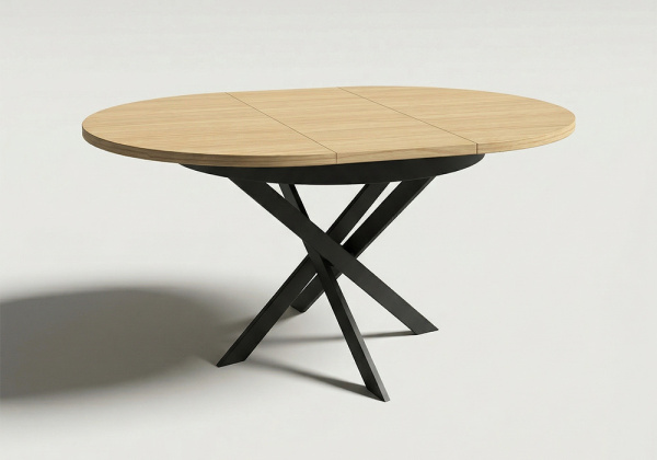 Mesa comedor redonda extensible CIRCLE pata negra ext 1