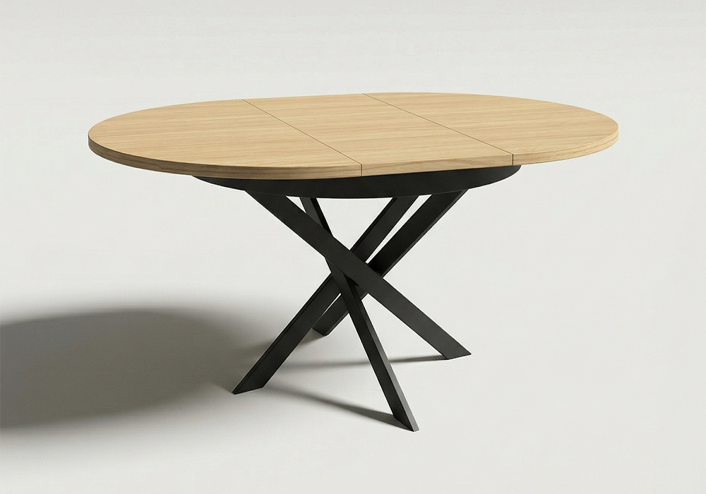 Mesa comedor redonda extensible CIRCLE pata negra ext 1