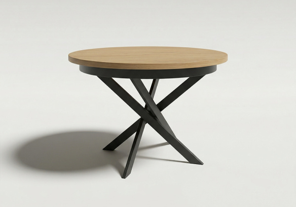 Mesa comedor redonda extensible CIRCLE frontal pata negra