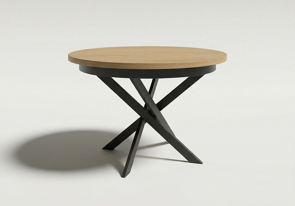 Mesa comedor redonda extensible CIRCLE frontal pata negra