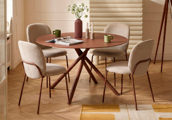 Mesa comedor metal y cristal LEXI-decorada Mesa comedor metal y cristal LEXI-decorada