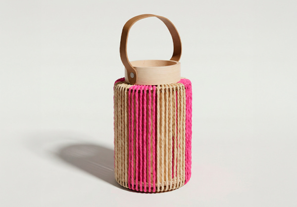 Farol de ratán de colores SILK-rosa principal