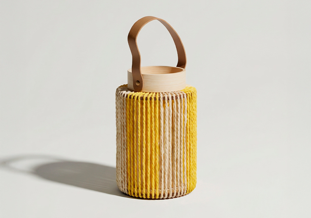 Farol de ratán de colores SILK-amarillo principal