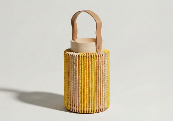 Farol de ratán de colores SILK-amarillo 3.4