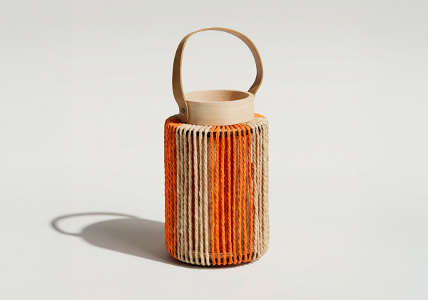 Farol de ratán de colores SILK-naranja principal