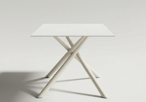 Mesa comedor metal y cristal ELVA-lado