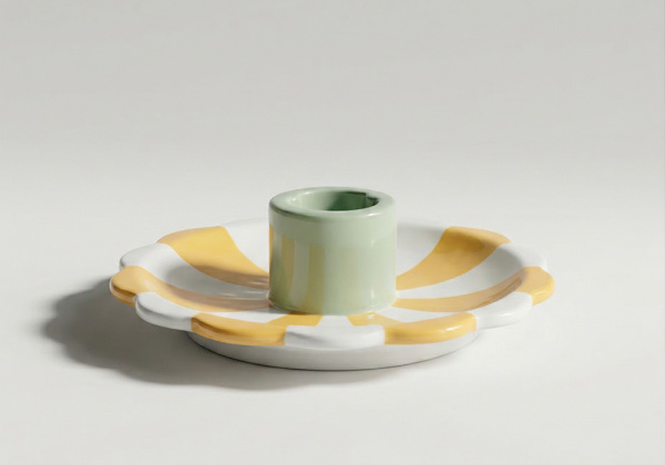 Portavela con plato ZIRA frente amarilla