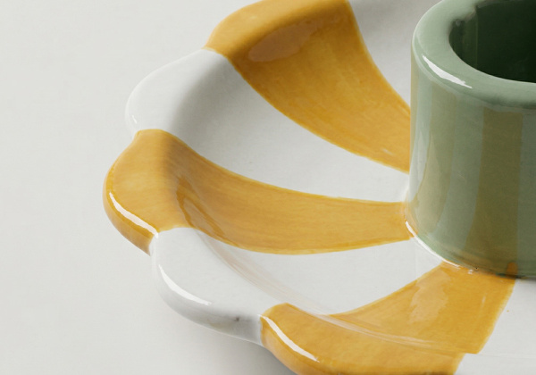 Portavela con plato ZIRA amarilla detalle