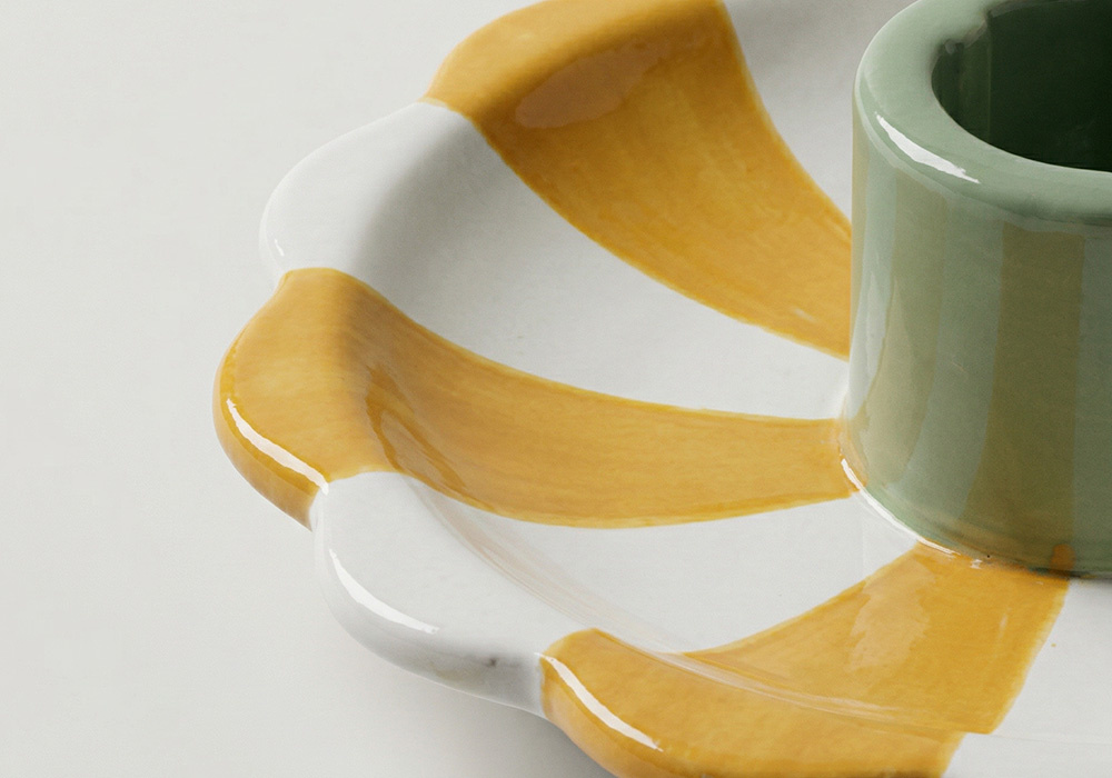 Portavela con plato ZIRA amarilla detalle