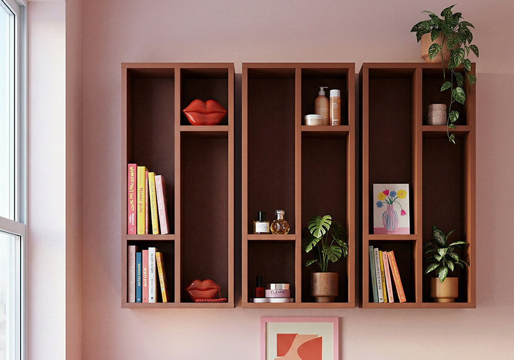 Estantería interior 4 huecos KUBO-decorada