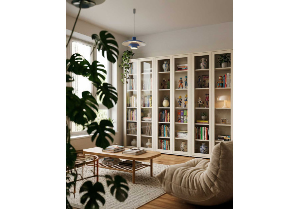 Vitrina 2 puertas cristal KUBO-decorada 2 Vitrina 2 puertas cristal KUBO-decorada 2