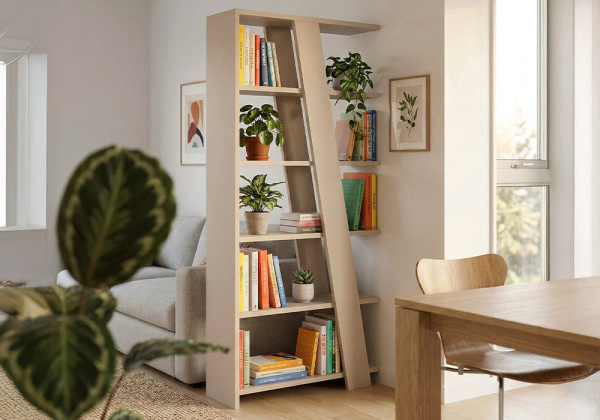 Estantería inclinada KUBO-decorada blanco