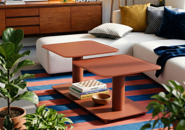 MESA centro dúo giratoria TANDEM-decorada taupe