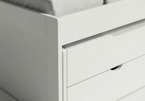 Cama doble con 2 cajones + 2 estantes pared MORFEO-detalle cama