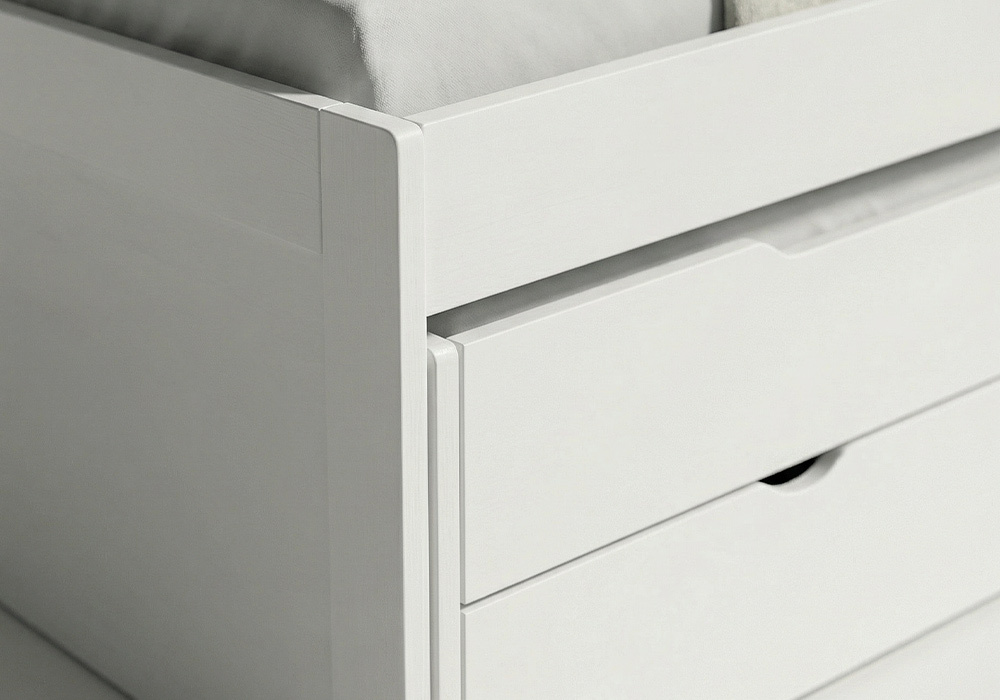 Cama doble con 2 cajones + 2 estantes pared MORFEO-detalle cama