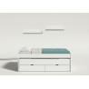 Cama doble con 2 cajones + 2 estantes pared MORFEO-frente